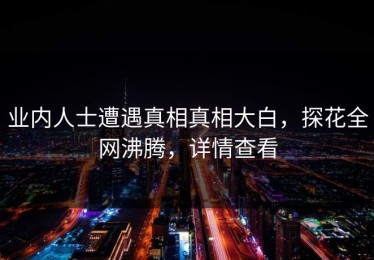 业内人士遭遇真相真相大白，探花全网沸腾，详情查看