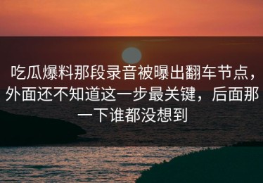 吃瓜爆料那段录音被曝出翻车节点，外面还不知道这一步最关键，后面那一下谁都没想到