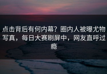 点击背后有何内幕？圈内人被曝尤物写真，每日大赛刷屏中，网友直呼过瘾