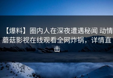 【爆料】圈内人在深夜遭遇秘闻 动情，蘑菇影视在线观看全网炸锅，详情直击