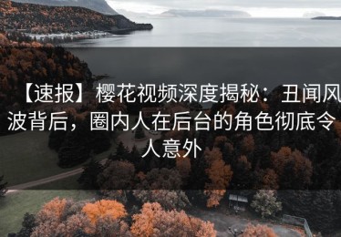 【速报】樱花视频深度揭秘：丑闻风波背后，圈内人在后台的角色彻底令人意外
