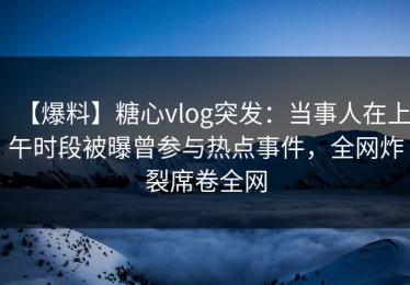 【爆料】糖心vlog突发：当事人在上午时段被曝曾参与热点事件，全网炸裂席卷全网