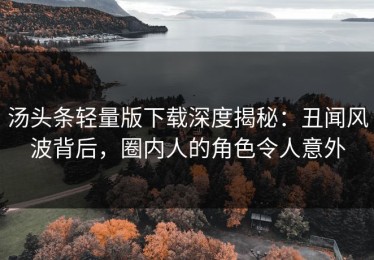 汤头条轻量版下载深度揭秘：丑闻风波背后，圈内人的角色令人意外