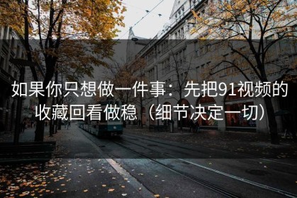 如果你只想做一件事：先把91视频的收藏回看做稳（细节决定一切）
