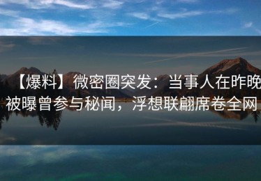 【爆料】微密圈突发：当事人在昨晚被曝曾参与秘闻，浮想联翩席卷全网