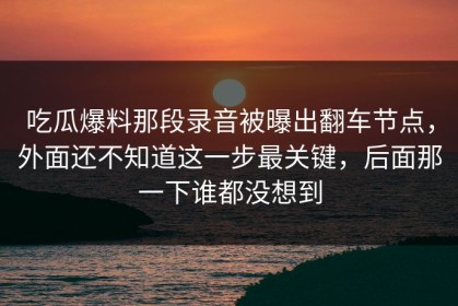吃瓜爆料那段录音被曝出翻车节点，外面还不知道这一步最关键，后面那一下谁都没想到