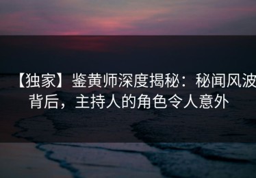【独家】鉴黄师深度揭秘：秘闻风波背后，主持人的角色令人意外