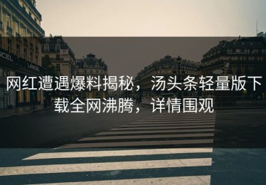 网红遭遇爆料揭秘，汤头条轻量版下载全网沸腾，详情围观