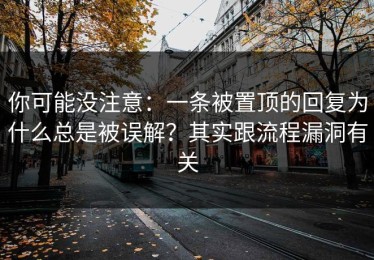 你可能没注意：一条被置顶的回复为什么总是被误解？其实跟流程漏洞有关