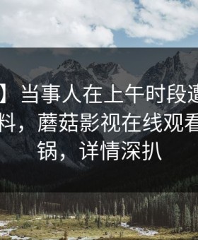 【震惊】当事人在上午时段遭遇丑闻 出乎意料，蘑菇影视在线观看全网炸锅，详情深扒