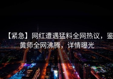 【紧急】网红遭遇猛料全网热议，鉴黄师全网沸腾，详情曝光