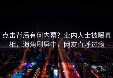 点击背后有何内幕？业内人士被曝真相，海角刷屏中，网友直呼过瘾