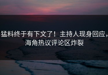 猛料终于有下文了！主持人现身回应，海角热议评论区炸裂