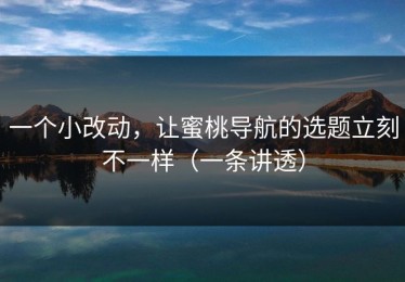 一个小改动，让蜜桃导航的选题立刻不一样（一条讲透）