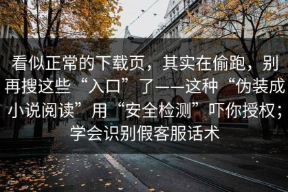 看似正常的下载页，其实在偷跑，别再搜这些“入口”了——这种“伪装成小说阅读”用“安全检测”吓你授权；学会识别假客服话术