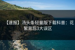 【速报】汤头条轻量版下载科普：花絮背后3大误区