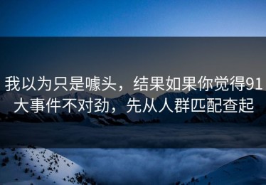 我以为只是噱头，结果如果你觉得91大事件不对劲，先从人群匹配查起