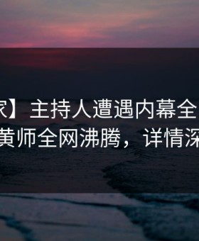 【独家】主持人遭遇内幕全网炸裂，鉴黄师全网沸腾，详情深扒