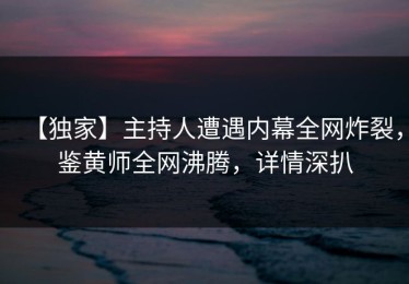 【独家】主持人遭遇内幕全网炸裂，鉴黄师全网沸腾，详情深扒