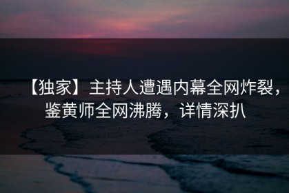 【独家】主持人遭遇内幕全网炸裂，鉴黄师全网沸腾，详情深扒