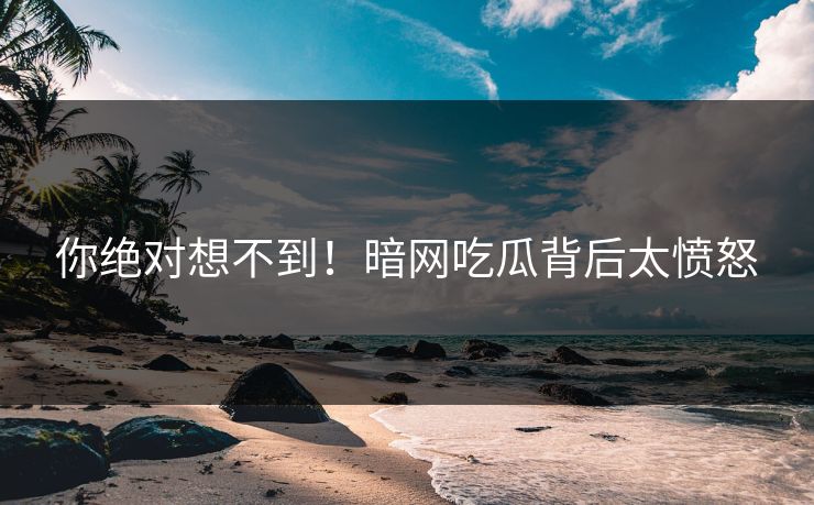 你绝对想不到！暗网吃瓜背后太愤怒