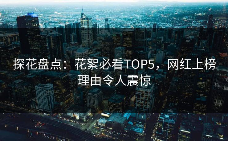 探花盘点：花絮必看TOP5，网红上榜理由令人震惊