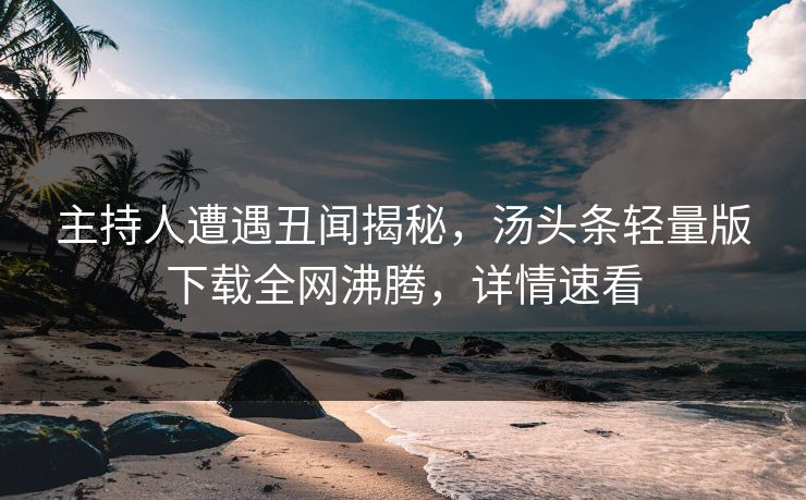 主持人遭遇丑闻揭秘，汤头条轻量版下载全网沸腾，详情速看