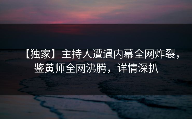 【独家】主持人遭遇内幕全网炸裂，鉴黄师全网沸腾，详情深扒