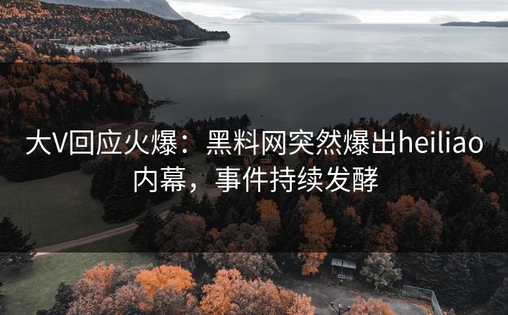 大V回应火爆：黑料网突然爆出heiliao内幕，事件持续发酵