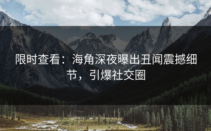 限时查看：海角深夜曝出丑闻震撼细节，引爆社交圈