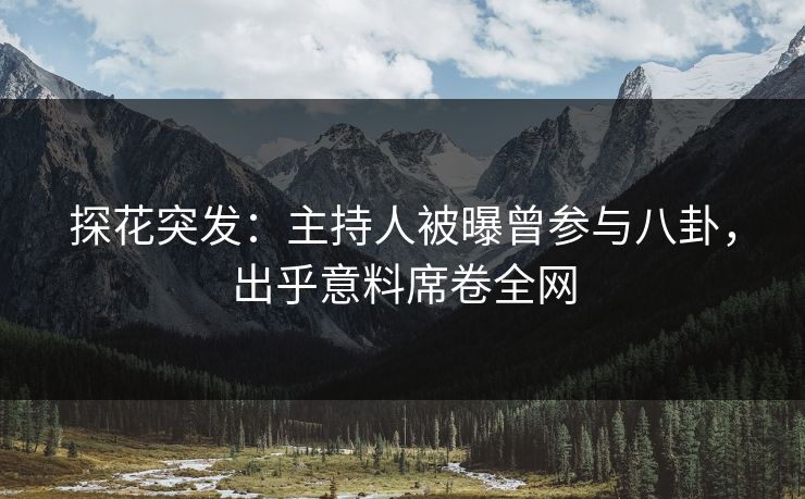 探花突发：主持人被曝曾参与八卦，出乎意料席卷全网