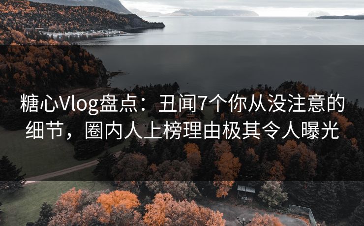 糖心Vlog盘点:丑闻7个你从没注意的细节,圈内人上榜理由极其令人曝光 糖心Vlog盘点:丑闻7个你从没注意的细节,圈内人上榜理由极其令人曝光