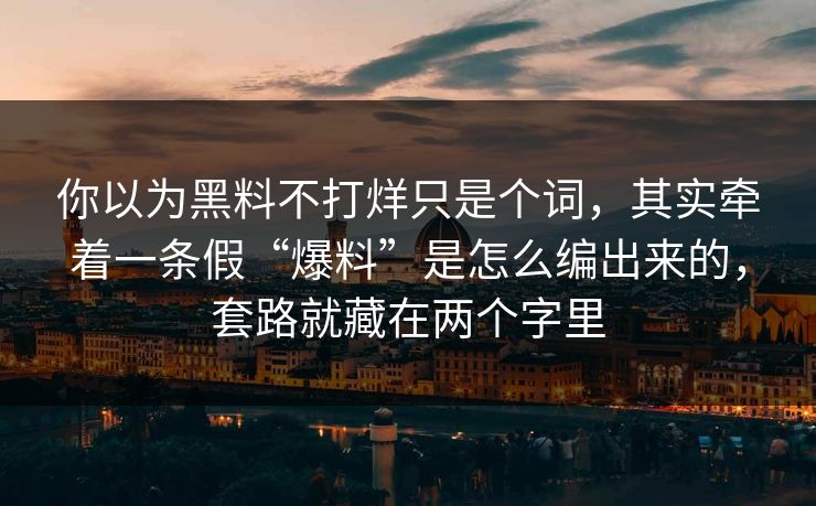 你以为黑料不打烊只是个词，其实牵着一条假“爆料”是怎么编出来的，套路就藏在两个字里
