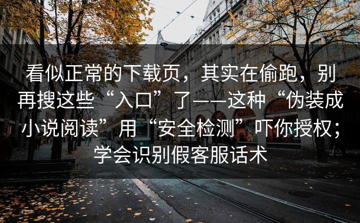看似正常的下载页，其实在偷跑，别再搜这些“入口”了——这种“伪装成小说阅读”用“安全检测”吓你授权；学会识别假客服话术